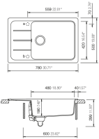 Preview: SCHOCK FOMD100LSAGON Formhaus D-100LS-A Onyx Unterschrank 60 cm Einbauspüle aufliegend CRISTALITE®